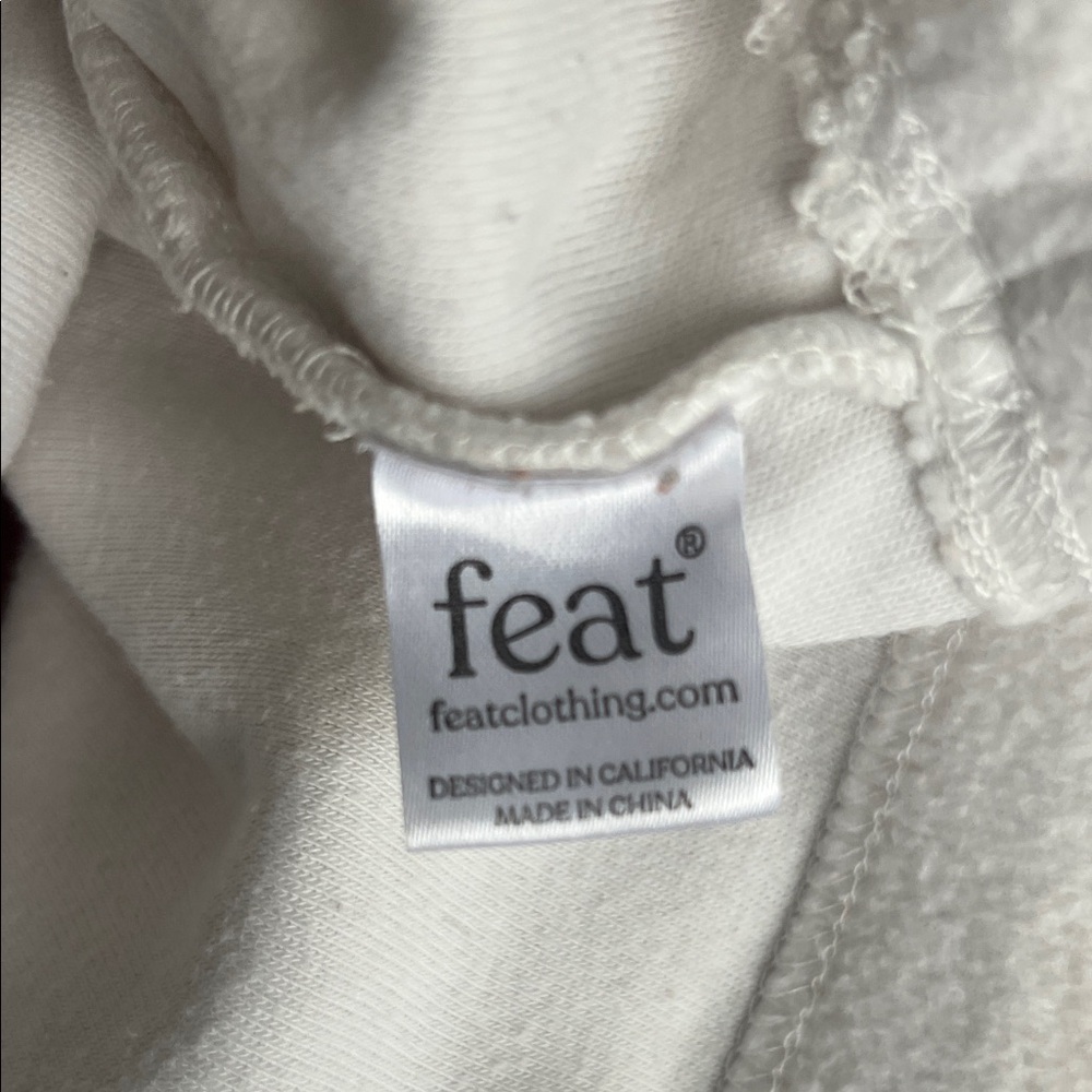 Feat Clothing Blush Pink and White Cropped Hoodie Soft Fleece Peach Pullover S - Picture 4 of 5